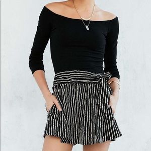 Silence + Noise Striped Tie-Waist Shorts